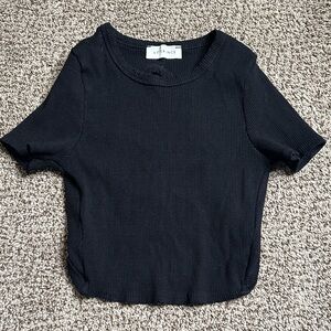 Attirance Black Ribbed Women's Top